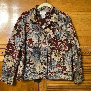 Westbound Vintage Tapestry Floral Print Button Down Blazer Jacket